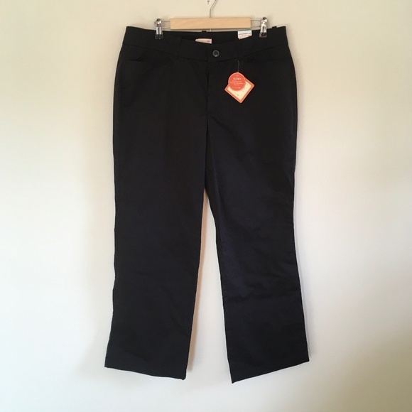 NWT Dockers Womens Sz 16S Classic Metro Straight Leg Pants Black Cotton Blend - Picture 1 of 13